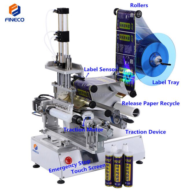 FK616A Semi Automatic double-barrelled bottle Sealant Labeling Machine - Image 2